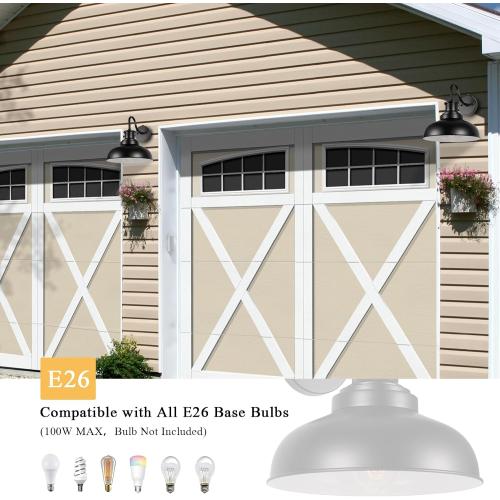 Dusk to Dawn Outdoor Barn Lights, Outdoor Wall Sconces Farmhouse Exterior Wall Mount Light, Vintage Outside Lighting Fixtures, Industrial Black Lanterns for Porch Garage Patio, 2 Pack