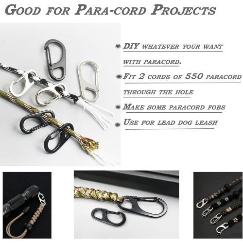 Small Carabiner Clips 1.25 inch/1.85 inch Snap Hooks with Fixed Eye Spring Gate Keychain Parocord Rope Clasps Accessories