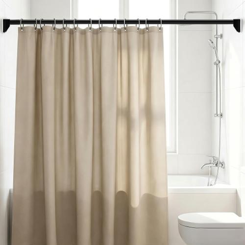 Umimile Tension Curtain Rod 75-102 Inch, Adjustable Shower Rod, Black | 1.26 heavy-duty rustproof steel, super grip diamond end caps stay securely. No-Drill. Fits bathroom, closet & windows.