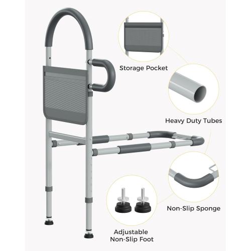 Bed Rails for Elderly Adults Safety, Bedrails for Elderly Adults Grab Bar Bed Handrails, Cane for Seniors with Non-Slip Ergonomic Handle and Storage Pocket, Fit Twin, Full, Queen, King