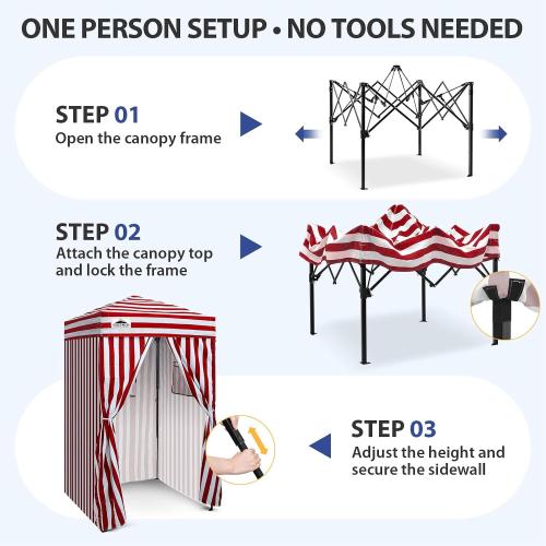 EAGLE PEAK 4x4 Pop Up Changing Tent, Outdoor Changing Room, Red/White | Pop Up Privacy Tent, Pool Cabana, Outdoor Shower Enclosure, Dressing Room, 250D Fabric, Instant Setup Compact Flex Frame