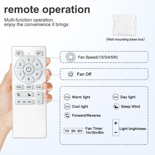 42 Inch White Ceiling Fan with Light and Remote Control,Dimmable 3 Color Temperatures LED Ceiling Fan,6 Speeds Reversible DC Motor,5 Blades Modern Ceiling Fans for Indoor or Covered Outdoor