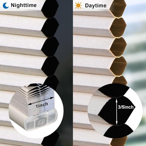 LazBlinds Cordless Cellular Shades, No Tools No Drill Blackout Honeycomb Shades Pleated Blinds for Windows, 33.5'' W x 48'' H, Soft Cream