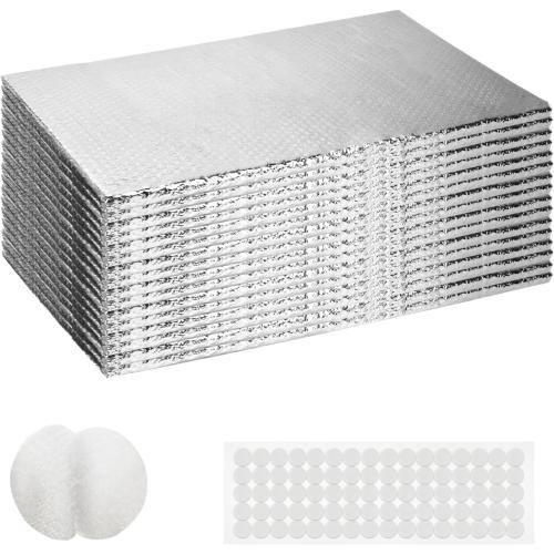 2 Car Garage Door Insulation Kit, 16 Pcs Double Bubble Panels Reflective Insulating Aluminum Radiant Barrier Thermal with Self Adhesive Dots Set for Garage Greenhouse Attics Walls (23.6 x 47.2 Inch)