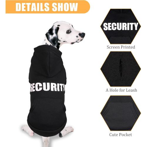 Security Dog Hoodie Dog Sweaters for Large Dogs Soft Brushed Fleece Clothes Hoodie Sweatshirt with Pocket(L)
