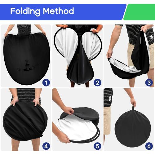 Black White Screen Chair Backdrop, 56inch Collapsible 2-in-1 Black Screen and White Screen Portable Pop Up Background for Video Chats, Webcam, Photography, Photo Zoom, Streaming Games