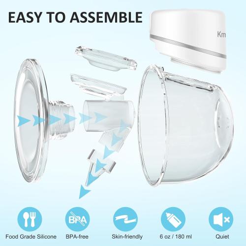 Hands Free Breast Pump, Wearable Breast Pump, Portable Breast Pumps with 4 Modes & 12 Levels, Low-Noise and Painless, LED Electronic Display, 24mm Flange, 2 Pack