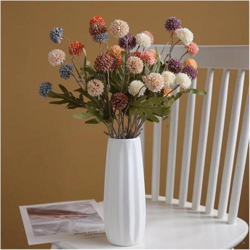 Faux Dandelion Flowers 10 Pcs Dandelion Artificial Flower Wedding 5 Head Fake Flowers Small Thorn Ball Home Decoration(10 pcs Grey)
