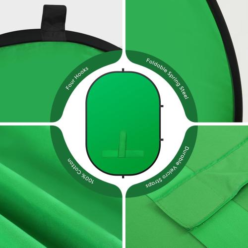 Green Screen Portable,Heorryn 5x6.5ft Green Blue Screen Chair Backdrop Kit Background Double Sided Pop Up Chroma Key for Photography,Live Streaming Gaming Zoom Video Chats Parties and Meeting