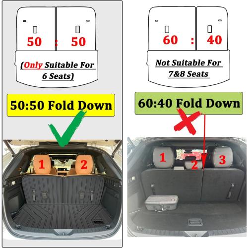 Large Cargo Liner for 2024-2025 Mazda CX90 6 Seater (50/50 Split Folding Rear Seat),TPE All Weather Protection Trunk Mat with Velcro Rear Seats Backrest