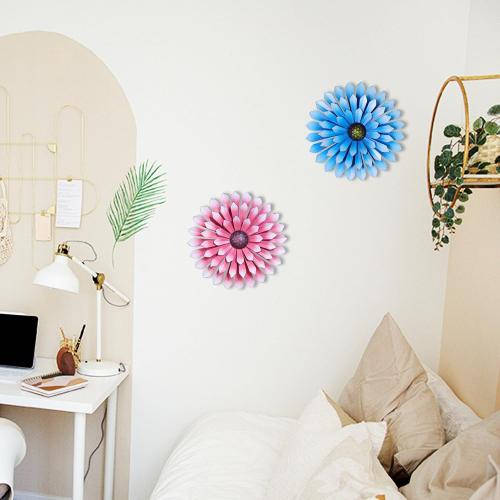 AHYS Metal Flowers Wall Decor Indoor Outdoor Metal Wall Art for Farmhouse Home Living Room Bedroom Bathroom Garden Decor – Pink