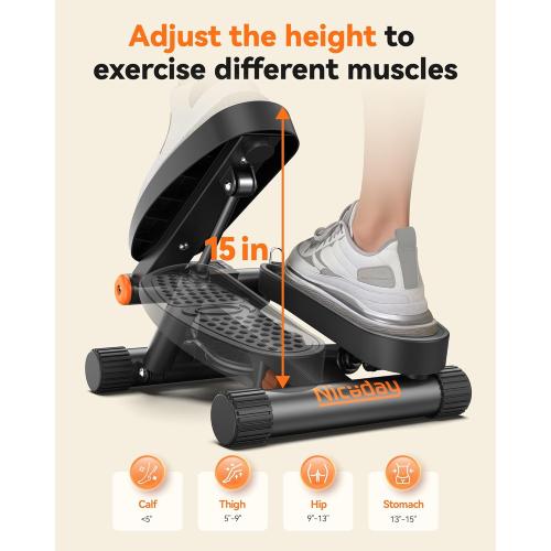 Niceday Steppers for Exercise, Stair Stepper with Resistance Bands, Mini Stepper with 300LBS Loading Capacity, Hydraulic Fitness Stepper with LCD Monitor