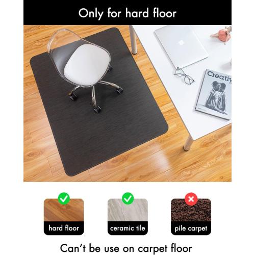 Baroyal Office Chair Mat for Hardwood Floor Under Desk Computer Rolling Chair Mat for Wood/Tile Floor Non-Slip Heavy Duty Desk Rug PVC Plastic Hard Floor Protector 36 x 48 (Espresso)