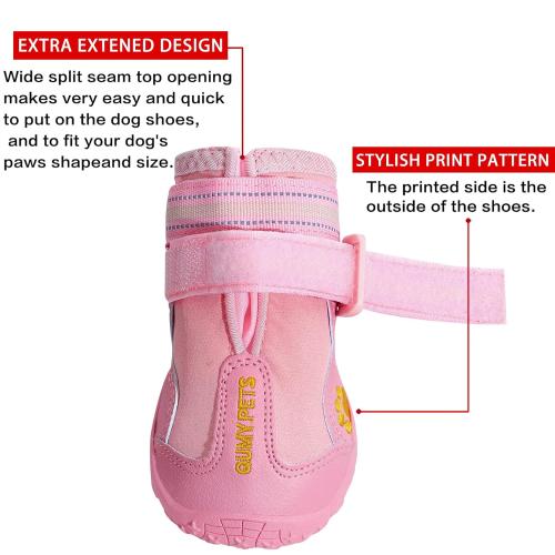 QUMY Dog Shoes for Large Dogs, Medium Dog Boots & Paw Protectors for Winter Snowy Day, Summer Hot Pavement, Water-Resistant in Rainy Weather, Outdoor Walking, Indoor Hardfloors Skid-Resistant Sole