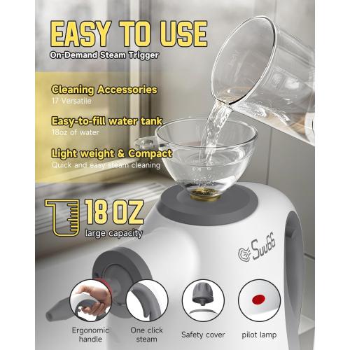 Suu66 Handheld Steam Cleaner, 500mL Tank, Deep Cleaning & 19PCS Accessories