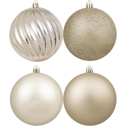 4in Large Christmas Ornaments Shatterproof Christmas Ball Ornaments Giant Hanging Balls Mercury Decorations for Holiday（Champagne,4PC）