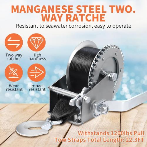 Size 3x4 Adjustable Boat Trailer Winch Post with 1200LB Boat Winch ,Winch Stand with Boat Roller for 3 W x 4 H Trailer Tongue ,Winch Mount for Speedboats, Fishing Boats & Motorboats