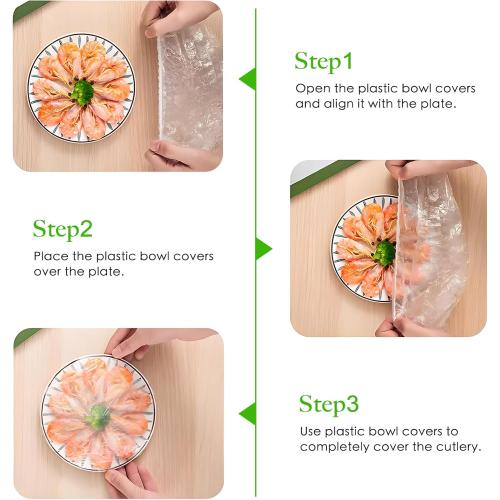 Bowl Covers Elastic - 100 Count - Reusable Plastic Bowl Covers - Covers 4-9 Inch Bowls/Plate, Flexible Food Cover, Multi-Purpose Kitchen Outdoor Must-Have