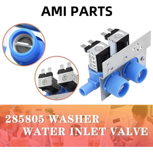 New Upgrade 285805 Washer Water Inlet Valve with Mounting Bracket Fit for Whirlpool Kenmore Maytag Fri-gidaire Electrolux Washer Replaces ap3094541 kaws850jq4 lsq8243hq0 7mlsc9545jq2 by AMI PARTS