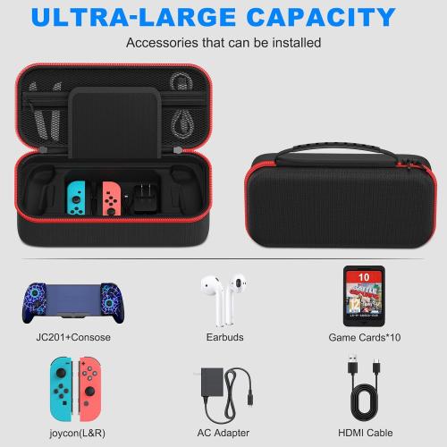 JC200 Series Switch Controller Customized Travel Case, Hard Shell Case Holds JC200 Series Controller, Switch Console, AC Adapter, Headset and 10 Game Cards, Etc. (for JC200 Series Controllers Only)