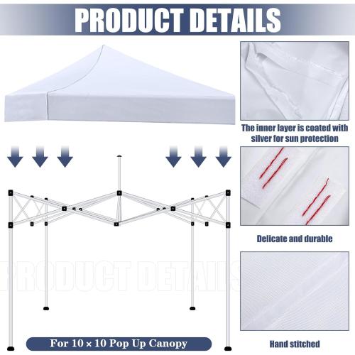 White Amylove 4 Pcs 10x10 ft Canopy Replacement Top Cover with 4 Removable Side Walls, Waterproof Sunshade Top for Outdoor Camping Events, and Privacy (Canopy Not Included)(White)