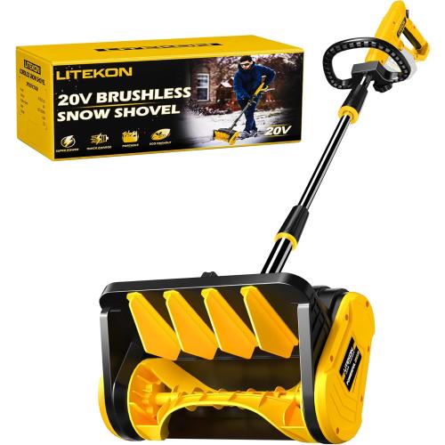 Cordless Snow Shovel Compatible with De-Walt 20V Battery (No Battery), 13-Inch Brushless Electric Snow Blower for 25FT Throw Distance and 6 Clear Depth for Patio, Deck, Driveway