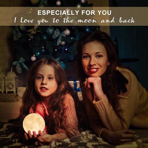 Mydethun Moon Lamp Moon Light Night Light for Kids Gift for Women USB Charging and Touch Control Brightness Warm and Cool White Lunar Lamp (3.5In Moon Light with Ceramic Hand Base)
