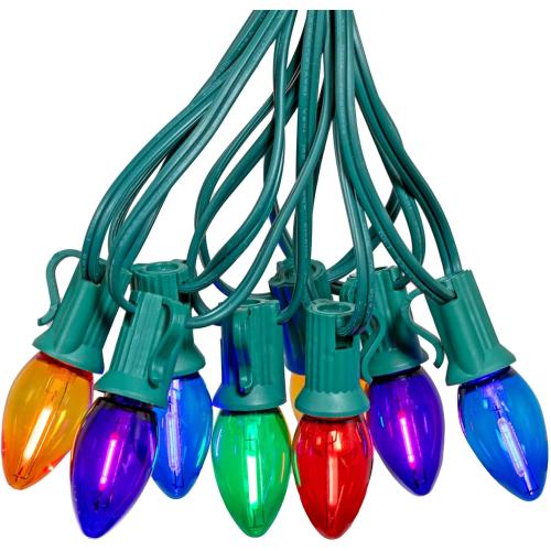 Novelty Lights 25FT C7 LED Multicolor Christmas Lights Outdoor, 25 Bulbs