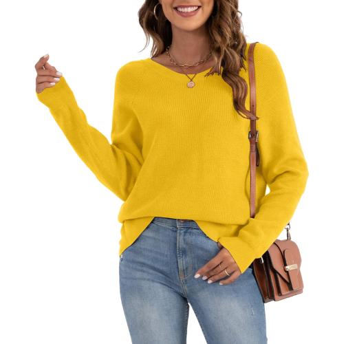 Women's Long Sleeve Loose Criss Cross Twisted Back Pullover Knit Jumper Sweaters small  active usa