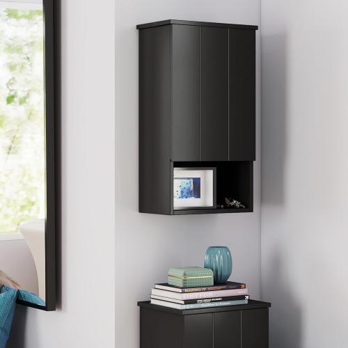 VANIRROR Bathroom Wall Cabinet with Single Door, Soft-Close Hinges, 15x27 inch Wooden Medicine Cabinet for Small Kitchen, Laundry, Entryway, Durable MDF Construction