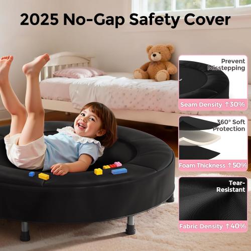 BCAN 36'' Toddler Trampoline, ASTM Certified - Kids Trampoline for Ages 1-6, Foam Handle & Safe Thickened Cover, Mini Trampolines for Kids Indoor, Easy to Assemble