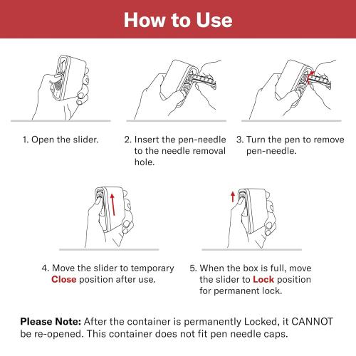 Alcedo Portable Sharps Container for Travel and Home Use (3-Pack), Small 0.1L Container for Diabetes Insulin Pen Needle Disposal, Mini Sharps Box, Medical Grade