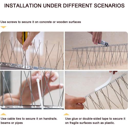 OFFO Bird Spikes Pre-Assembled for Pigeons Birds, Cover 10 Feet Durable Bird Spikes with Stainless Steel for Fence Roof Mailbox Window