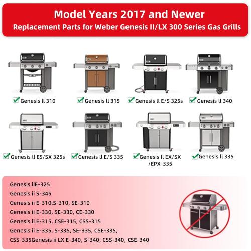 Grill Grates 66032 Flavorizer Bars for Weber Genesis II Grill Parts GS4 | 66095 Cooking Grates & 66795 Heat Deflector for Weber Genesis ii E-310 E-315 S-335, Stainless Steel