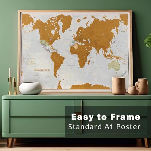 Scratch The World ® Travel Map - Frameable Scratch Off World Map Poster - X-Large 23 x 33 - Maps International - 50 Years of Making Maps - Updated 2025 - Cartographic Detail Featuring Country & State Borders