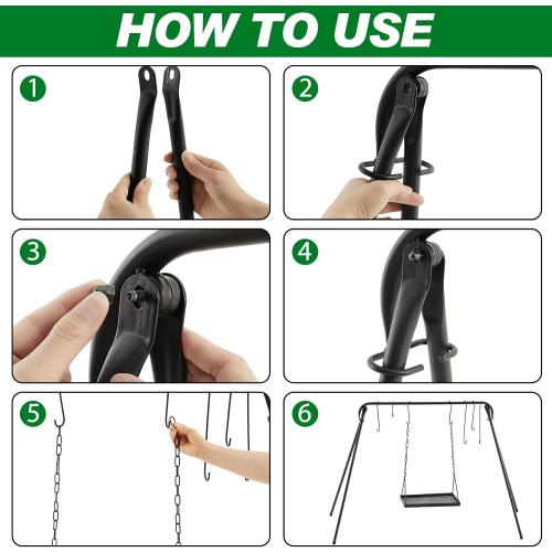 Campfire Swing Grill Stand Adjustable Grill Cooking Stand Hanging Rack with 8 Hooks and Accessories Campfire Cooking Equipment for BBQ Picnic Outdoor Party(Normal Tray)