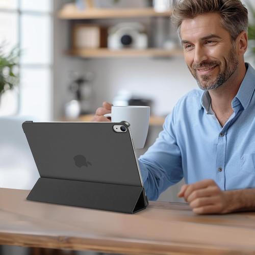 ProCase for iPad Air 13 Inch Case M3 2025/M2 2024, Slim Smart Cover iPad 13 Air M3 M2 Case with Translucent Hard Shell Back, Supports Touch ID, Auto Wake/Sleep -Black