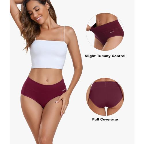 Size XXL coskefy Women's High Waisted Cotton Underwear Soft Breathable Panties Stretch Briefs Ladies Panties 5 Pack