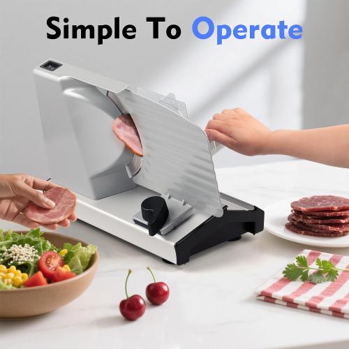 CUSIMAX Meat Slicer,9Electric Food Slicer with 2 Stainless Steel Blades,1-20mm Adjustable Thickness for Home Use,Removable Food Carriage for Easy Cleaning