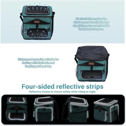 Expandable Foldable Dog Basket Backpack - Safe, Easy Travel Carrier for Small Pets (Green)