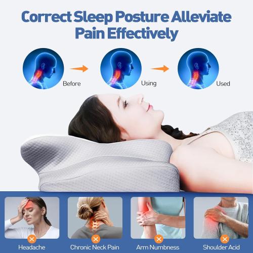 Cervical Neck Pillow for Pain Relief,Ergonomic Side Sleeper Pillow for Neck Support, Contour Pillow Orthopedic Bed for Back Stomach Sleepers,Neck Pillow for Sleeping