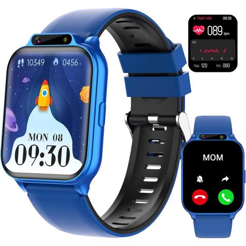 Kids Smart Watch with Fitness Tracker, Waterproof, Heart Rate/Sleep Monitor, Sport Mode, Camera, Video, Recorder, Music, DIY Wallpaper, Game, SOS Button, NO APP/Phone, Gifts for Boy Girl 4-13 Year Old