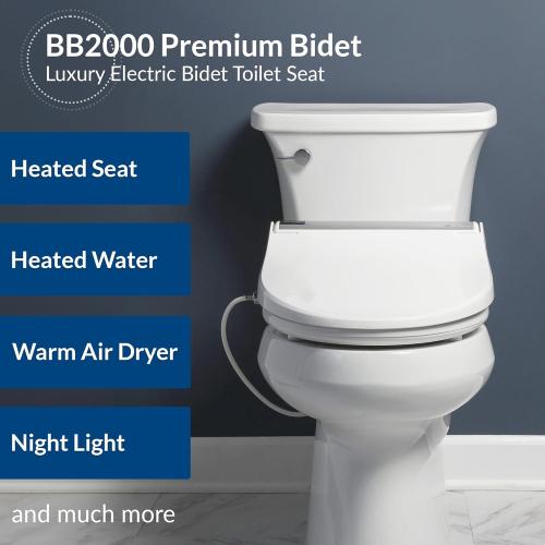 Bio Bidet BB2000 Luxury Electric Bidet Seat with Warm Water Wash & Air Dryer, Heated Seat, Remote Control & Deodorizer, Round