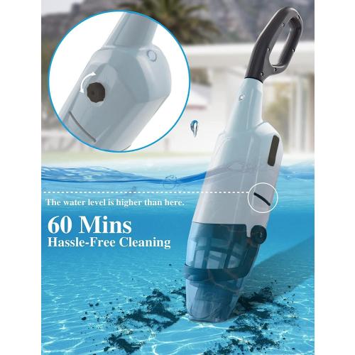 Cordless Pool Vacuum Cleaner for Above Ground Pool & In Ground Rechargeable Pool Vacuum Cleaner - 90 Mins Runtime, with 69 Telescopic Pole, Spa Vacuum for Hot Tub- Fast 3H Charge (Silver Grey)