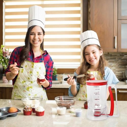 Batter separator Cupcakes Pancakes Cookie Cake Waffles Batter Dispenser cookie separator batter Cream Speratator Cup Measuring Baking Tools (red)