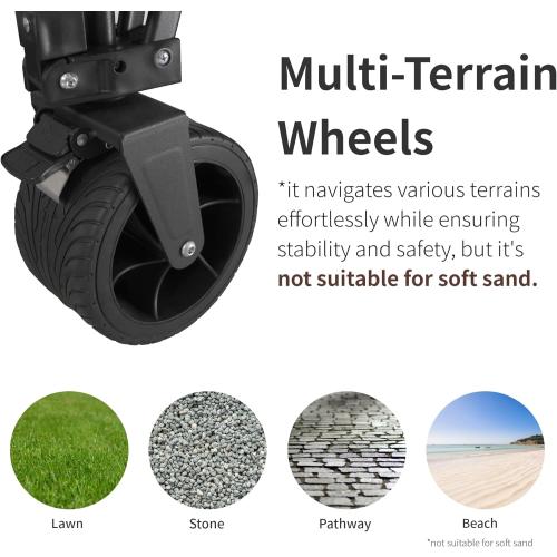 VILLHAUS Collapsible Folding Wagon Cart, 330 lbs, 5.7 cu.ft Capacity Outdoor Utility with 6.8 Removable Wheels