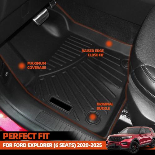 All Weather Floor Mats Fit for Ford Explorer (6 Seats) 2020-2025 Floor Mats & Cargo Mat with Backrest Mats & 2nd Row Backrest Mats Replacement for Ford Explorer Accessories