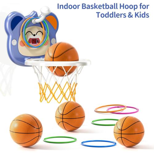 TEMI Indoor Mini Basketball Hoop for Toddlers Kids Boys Age 2 3 4 5 6, Toddlers Basketball Hoop with 4 Balls & Electronic Scoreboard, Toddler Boys Toys, Christmas Toys Gifts for 3 4 5 6 Year Old Boys