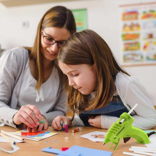 Surebonder 10W Ultra Low Temp Cool Shot Mini Glue Gun Kit with 12 Glue Sticks, Bonds Delicate Materials Like Paper, Fabric, Foam, Balloons - Clear