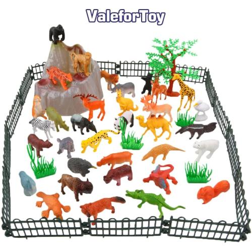 Animals Figure,54 Piece Mini Jungle Animals Toys Set With Gift Box,ValeforToy Realistic Wild Animal Learning Party Favors Toys For Boys Girls Kids Toddlers Forest Small Farm Animals Toys Playset